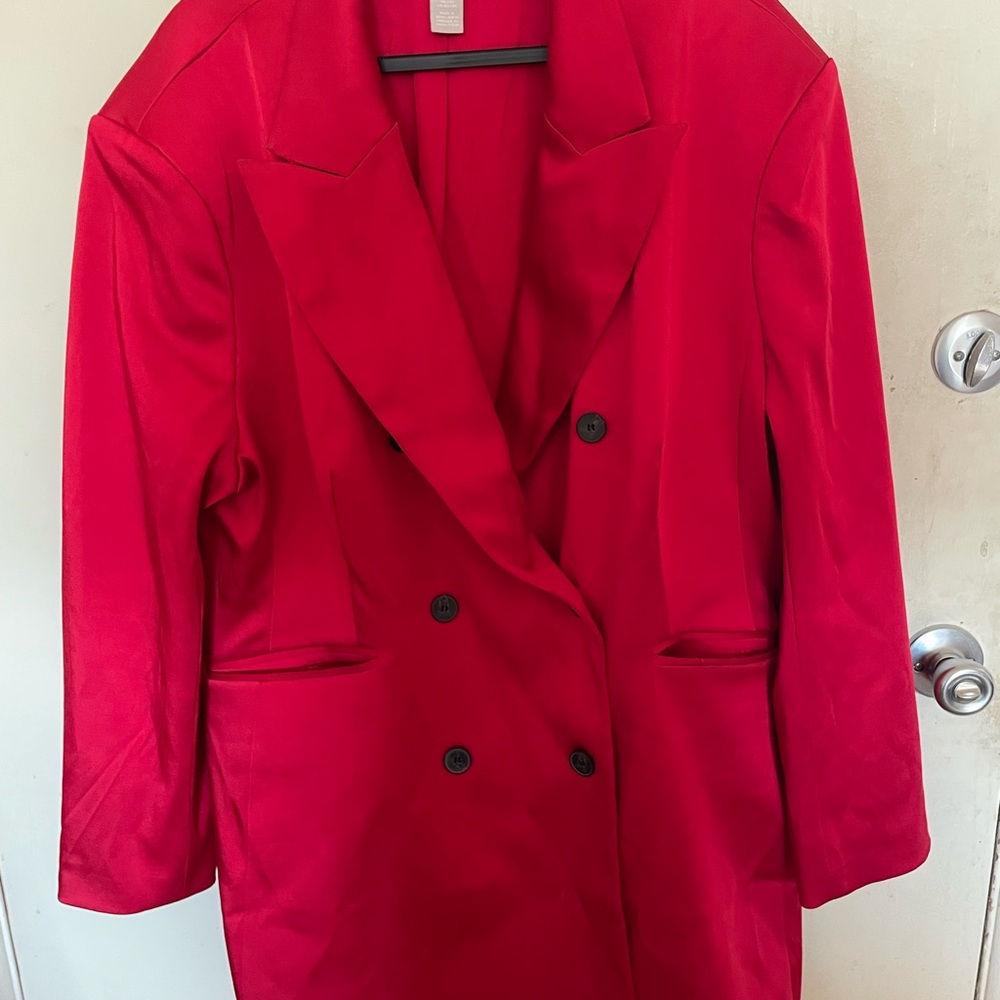 H&M XXL Women's Red Double-Breasted Coat
